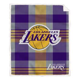 Pegasus - Los Angeles Lakers 60- x 70- Plaid Steel Ultra Cozy Sherpa Blanket - Multicolor