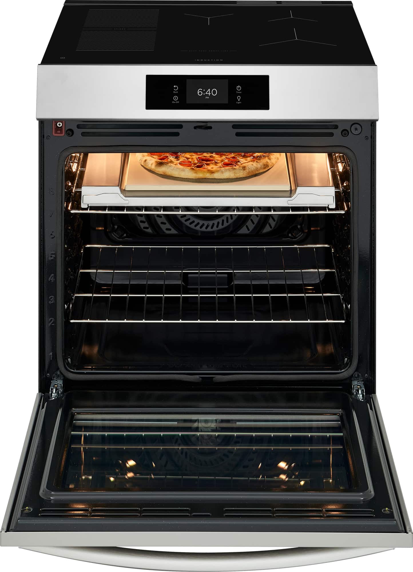 Alt View 5. Frigidaire - Gallery 6.2 Cu. Ft. Slide-In Electric Induction Range with Stone-Baked Pizza and 15+ Ways to Cook - Stainless Steel.
