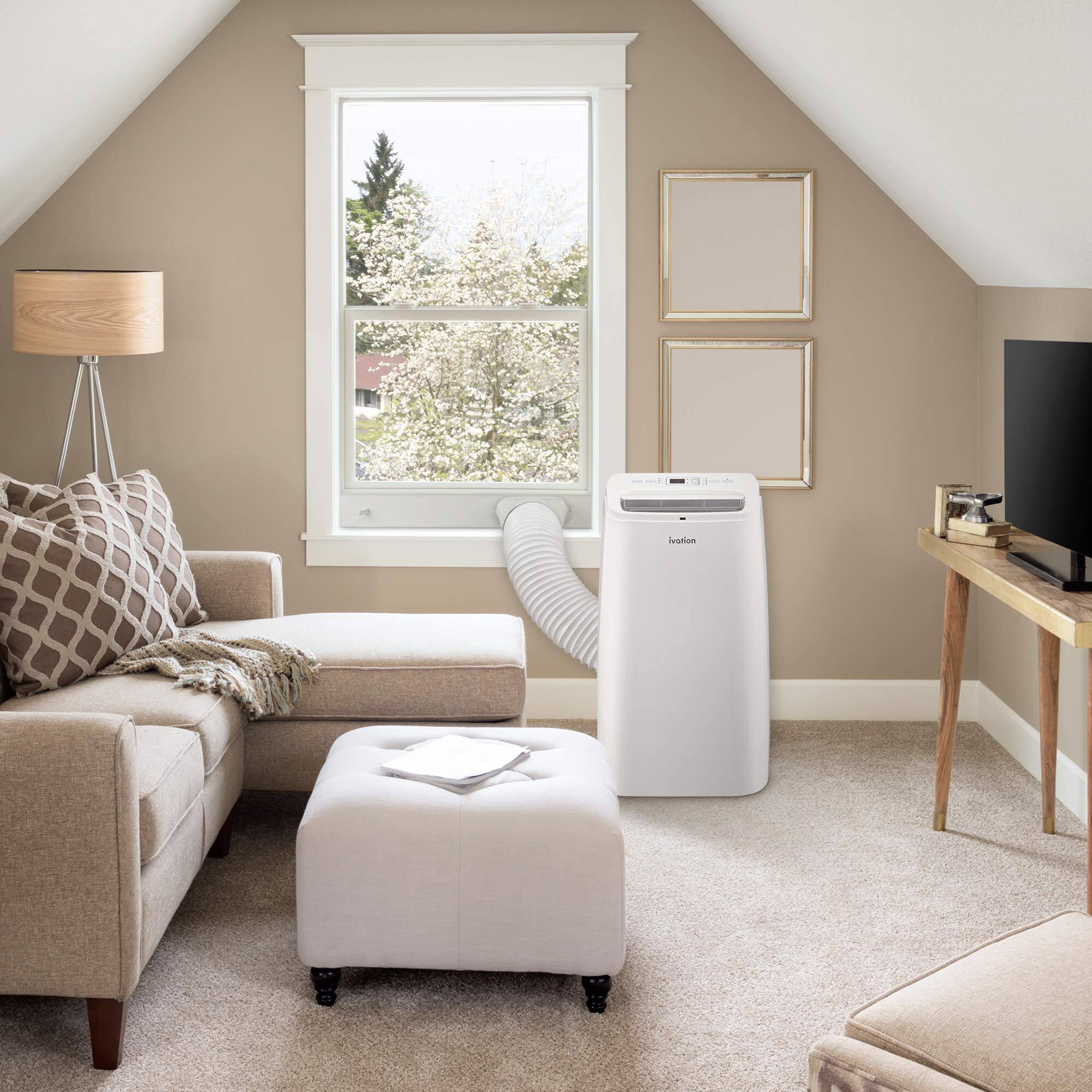 Alt View 6. Ivation - 13000 BTU Portable Air Conditioner Up to 500 Sq Ft, 3-in-1 Wi-Fi Cooling, Dehumidifier & Fan - White.