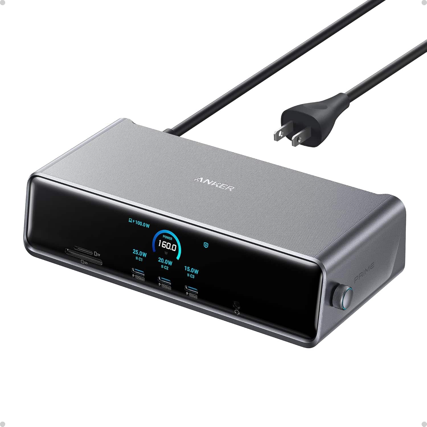 ANKER

POWER 160.0W

PORT 1: 25.0W
PORT 2: 20.0W
PORT 3: 15.0W

PRIME
