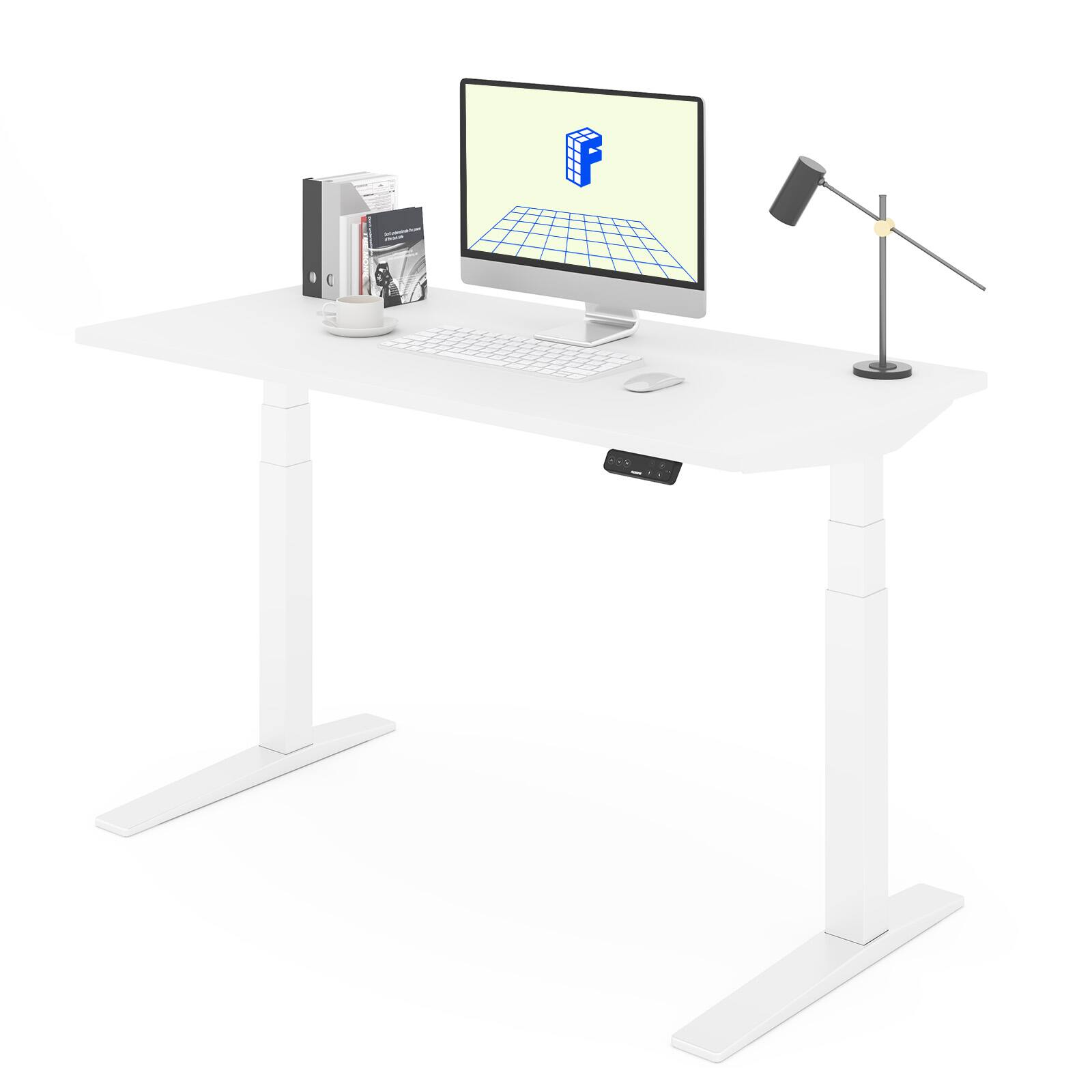 Alt View 1. FlexiSpot - FlexiSpot E7Pro 55''W Electric Adjustable Standing Desk Chipboard, White/White - White.