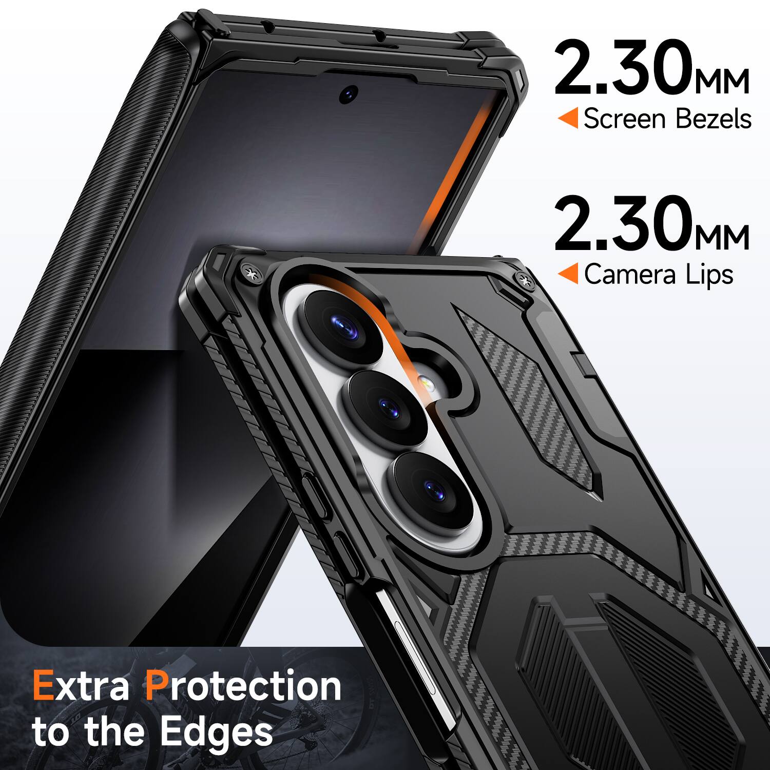 2.30 MM Screen Bezels  
2.30 MM Camera Lips  
Extra Protection to the Edges