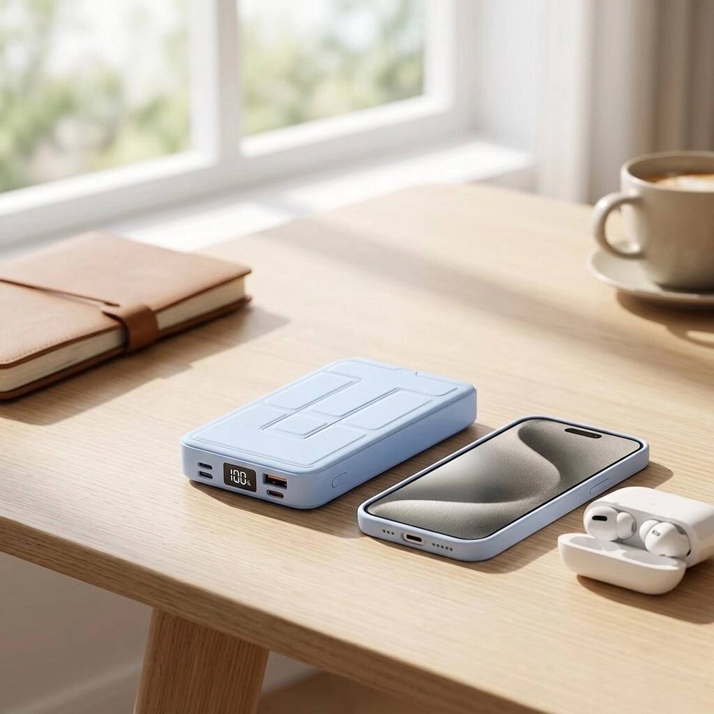 Alt View 1. Luckbyte - 10000mAh Portable Power Bank - 22.5W Super Fast Charging Battery Pack with Digital Display, Deep Sea Blue.