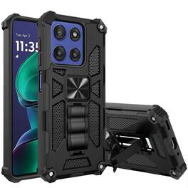 Kitcheniva - Heavy Duty Shockproof Stand Phone Case With Metal Plate And Tempered For Moto G Stylus 2026 2025 - Black