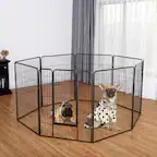 Front. Gymax - Gymax 40'' 8 Metal Panel Heavy Duty Pet Playpen Dog Exercise Pen Cat Fence Safety Gate.