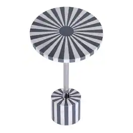 Butler Specialty - Zane Brass and Bone Inlay Side Round Side Table - Gray And White