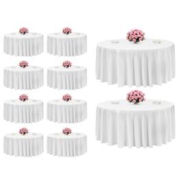VEVOR - Round Tablecloths 10 Pack, 132 Inches in Diameter, Stain- & Wrinkle- Resistant, Machine Washable Table Clothes - White