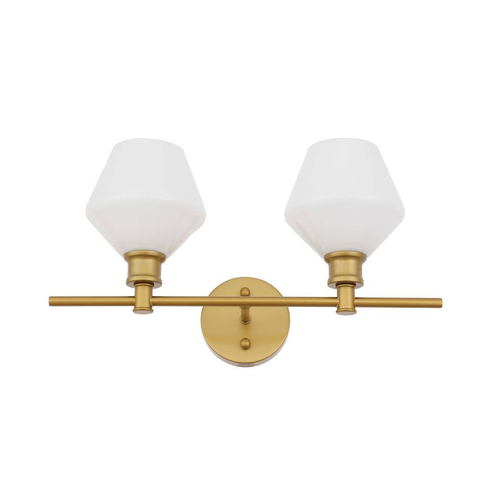 Alt View 7. Living District - Gene 2 light Brass and Frosted white glass Wall sconce - Brass And Frosted White Glass.