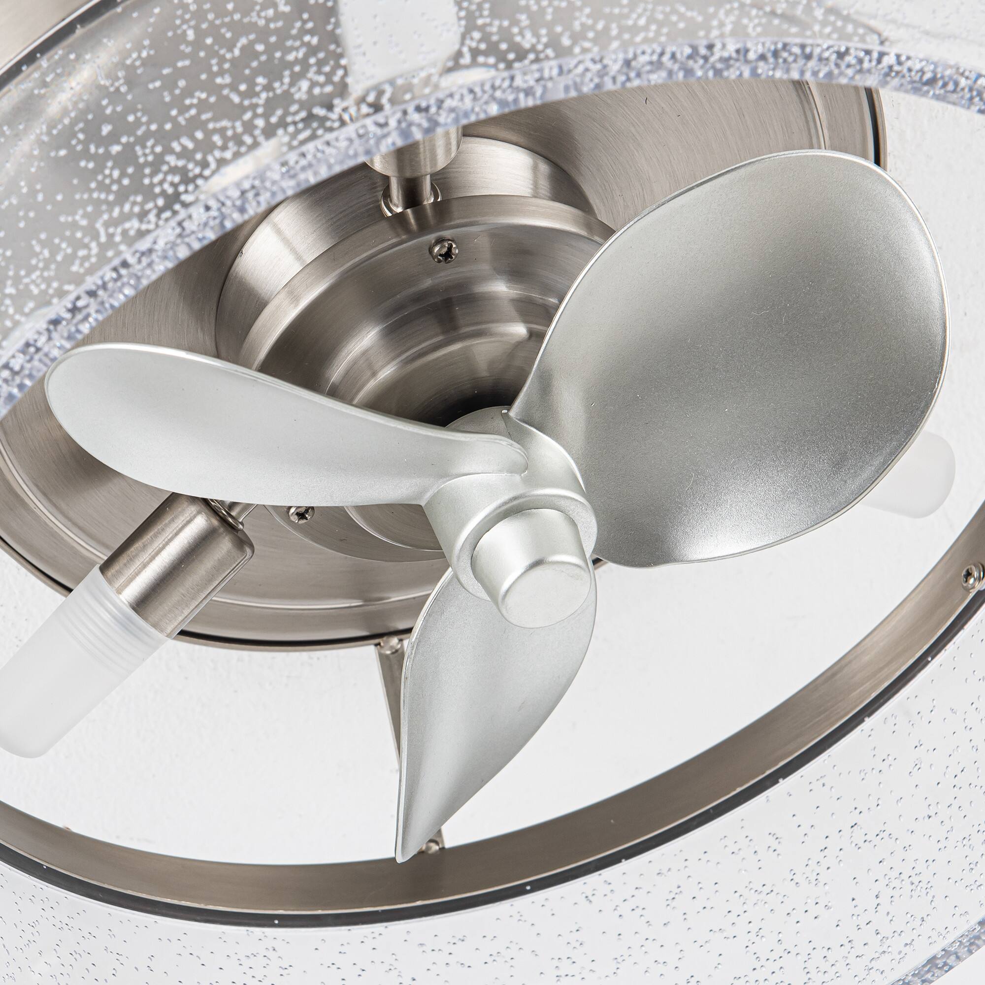Alt View 8. Parrot Uncle - 12.6" Modern Satin Nickel Flush Mount Small Ceiling Fan with Light and Remote - Nickel.