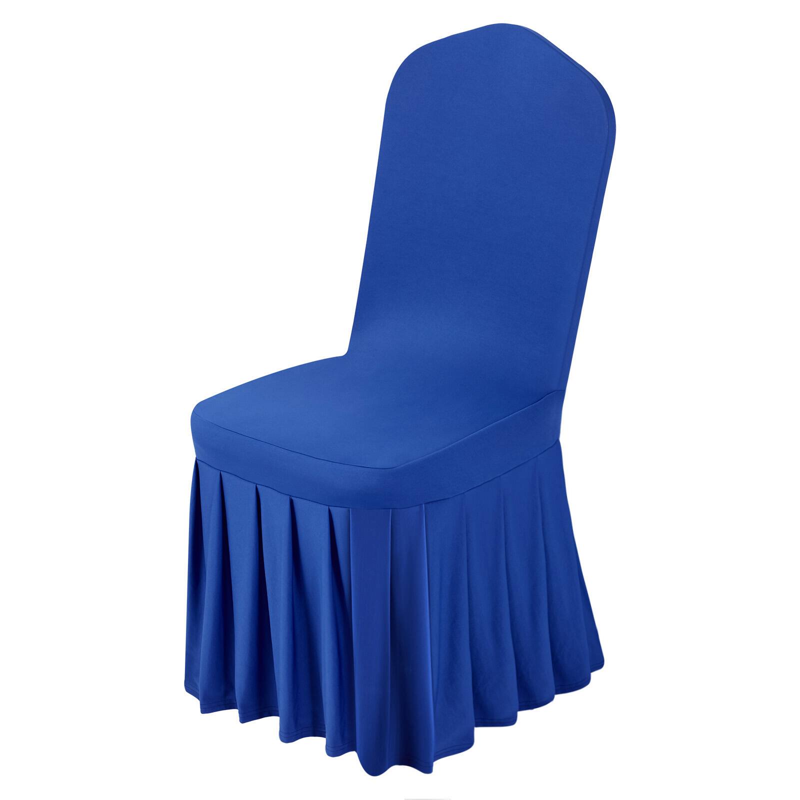 Front. VEVOR - 30 Pcs Blue Chair Covers, Polyester Spandex Chair Cover, Stretch Slipcovers for Wedding Party Dining Banquet - Blue.