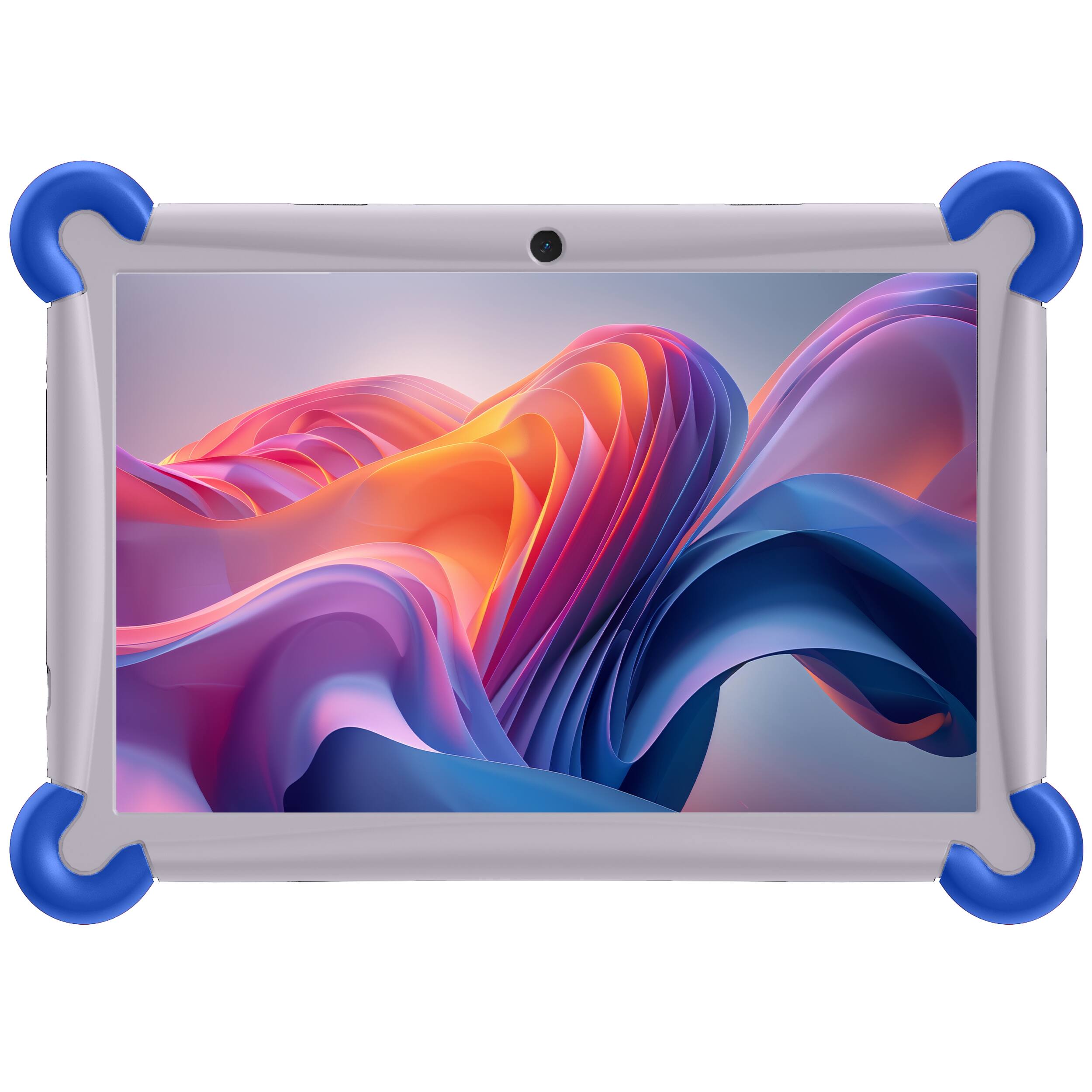 Angle. Visual Land - 10" 128GB Tablet - Hybrid Adult/Kids - MediaTek Octa-Core - HD Display - Android 15 - Google Kids Space - w/ Bumper Case - Silver.