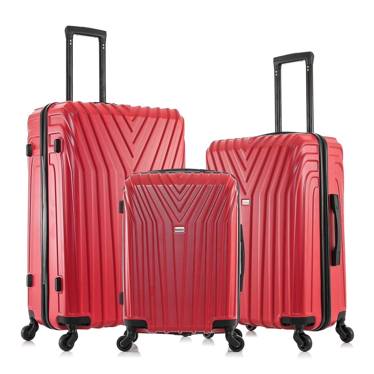 Angle. InUSA - Vasty Lightweight Hardside Spinner 3 Piece Luggage Set  20"/24"/28" - RED.