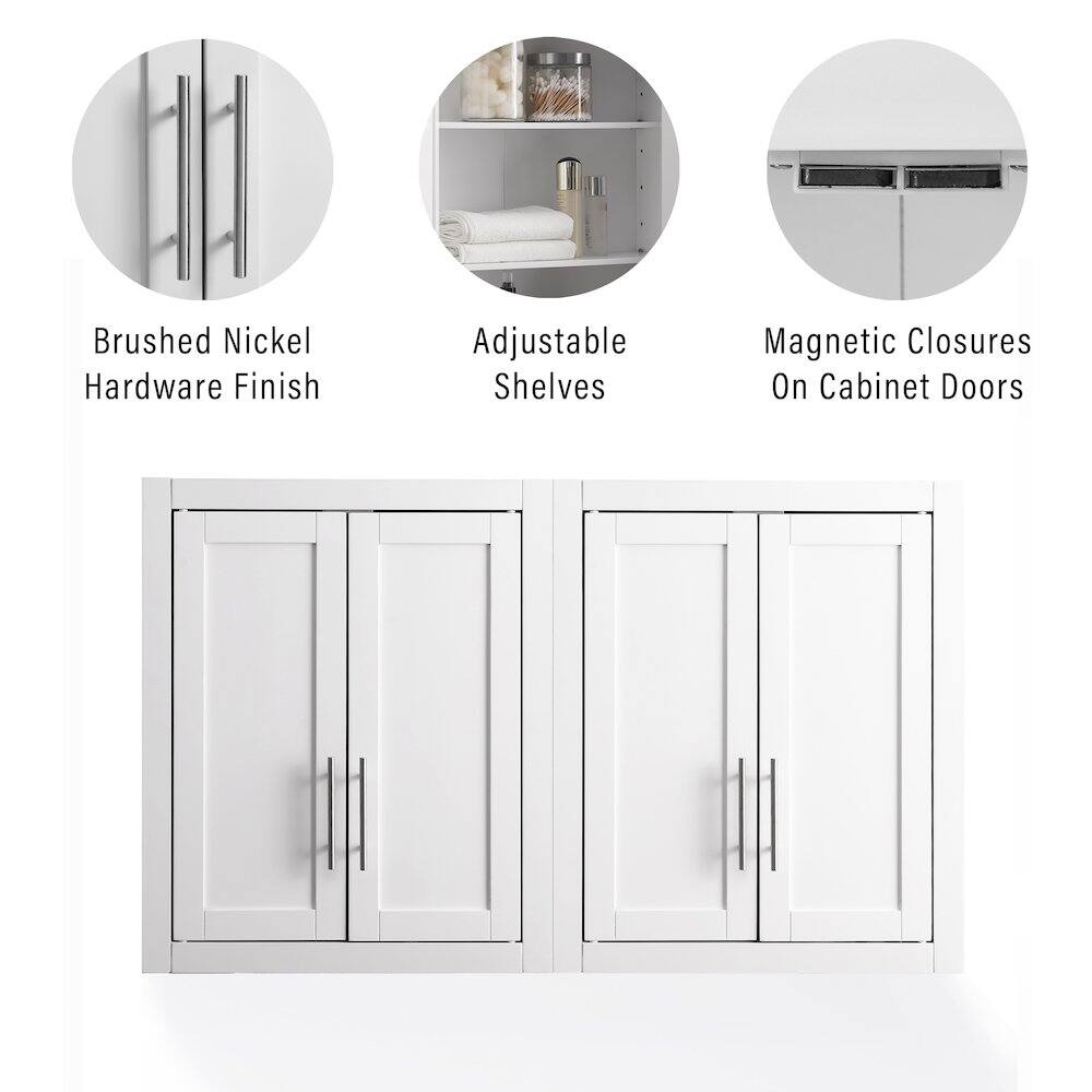 Brushed Nickel Hardware Finish Adjustable Shelves Magnetic Closures On Cabinet Doors