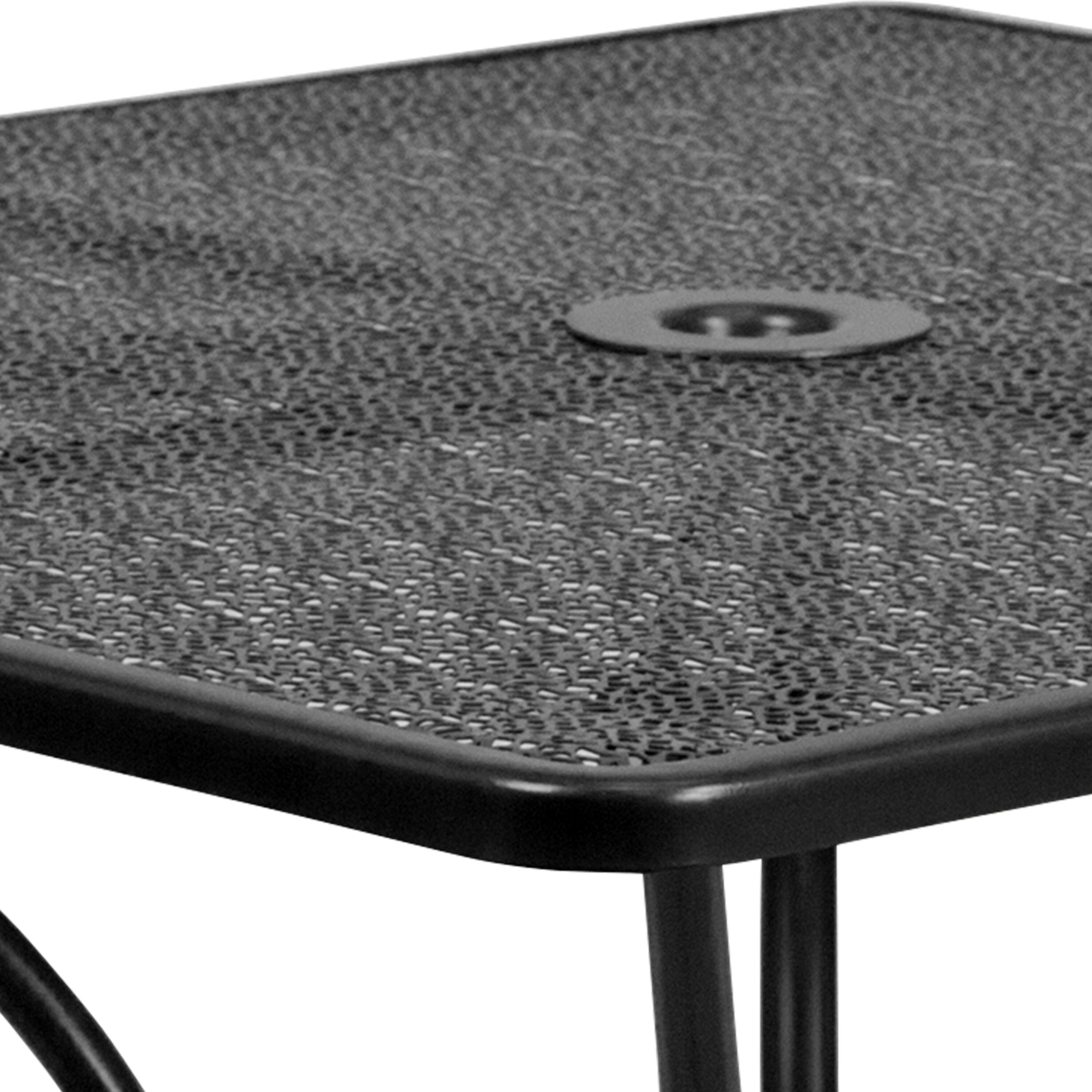Alt View 6. Emma + Oliver - Commercial 35.5" Square Metal Garden Patio Table Set w/ 4 Round Back Chairs - Black.