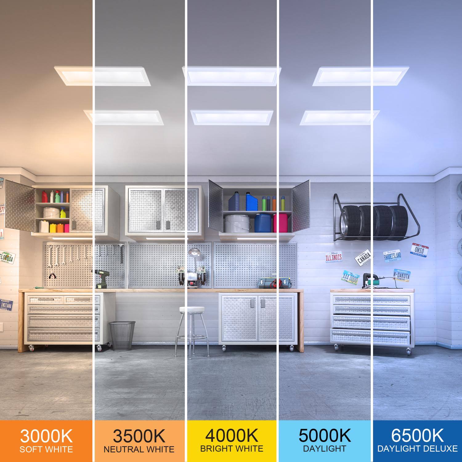 2 ST 1 LORA  
ILLINGTS CANADA  
1LA ILI OHTD NIUETTL  
DANOTA  
CCA  
3000K SOFT WHITE  
3500K NEUTRAL WHITE  
4000K BRIGHT WHITE  
5000K DAYLIGHT  
6500K DAYLIGHT DELUXE