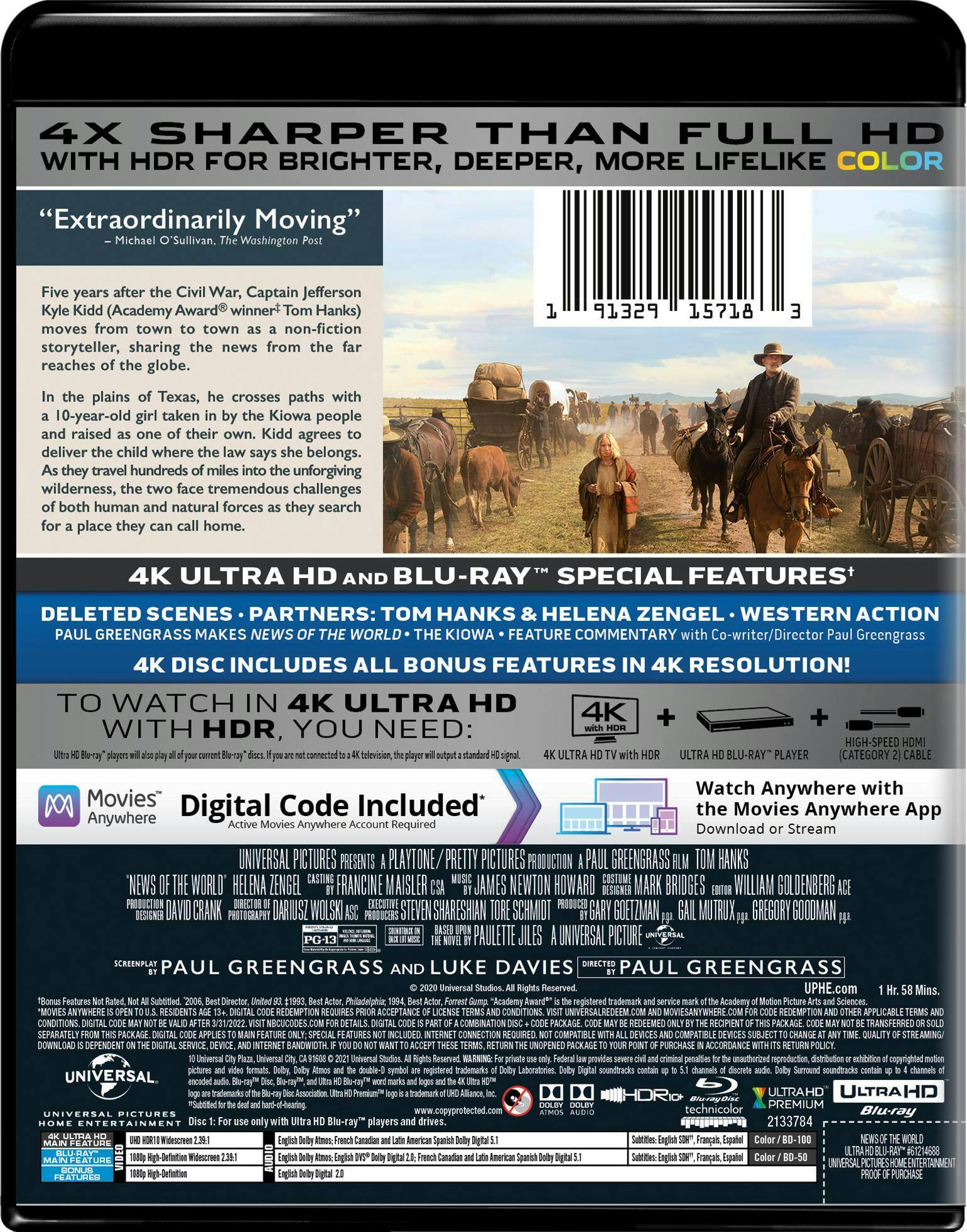 Back. News of the World   - 4K Blu-Ray.