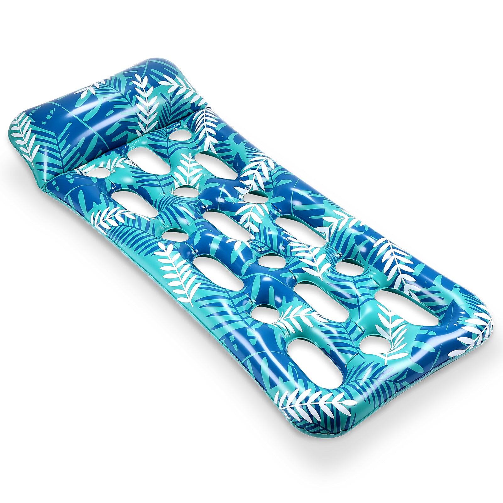 Front. CAMULAND - 70" x 31" Inflatable Lounge Pool with Headrest Floating Pool Lounge Chair - Blue.