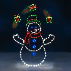 Front. ProductWorks - ProductWorks 60" Pro-Line LED Animation Juggling Snowman Christmas Yard Decor - Multicolored.