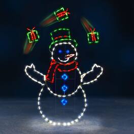 ProductWorks - 60" Pro-Line LED Animation Juggling Snowman Christmas Yard Decor - Multicolored