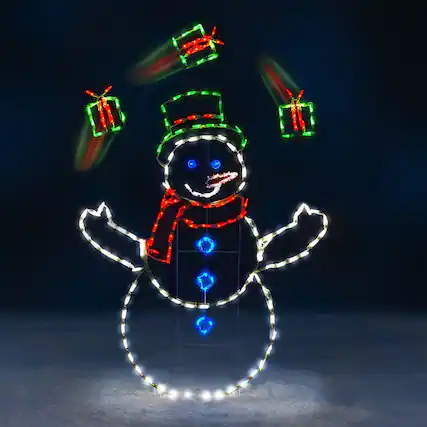 Front. ProductWorks - ProductWorks 60" Pro-Line LED Animation Juggling Snowman Christmas Yard Decor - Multicolored.
