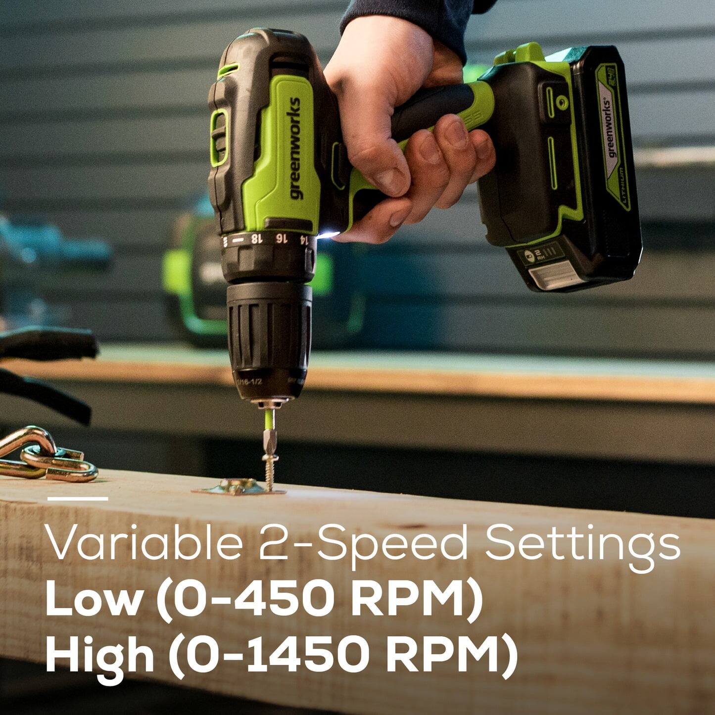 Variable 2-Speed Settings  
Low (0-450 RPM)  
High (0-1450 RPM)