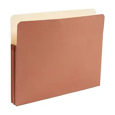 Front. Staples - Reinforced File Pocket, 1.75" Expansion, Letter Size, Brown, 25/Box - Brown.
