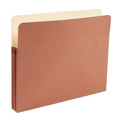 Front. Staples -  Reinforced File Pocket, 1.75" Expansion, Letter Size, Brown, 25/Box  - Brown.