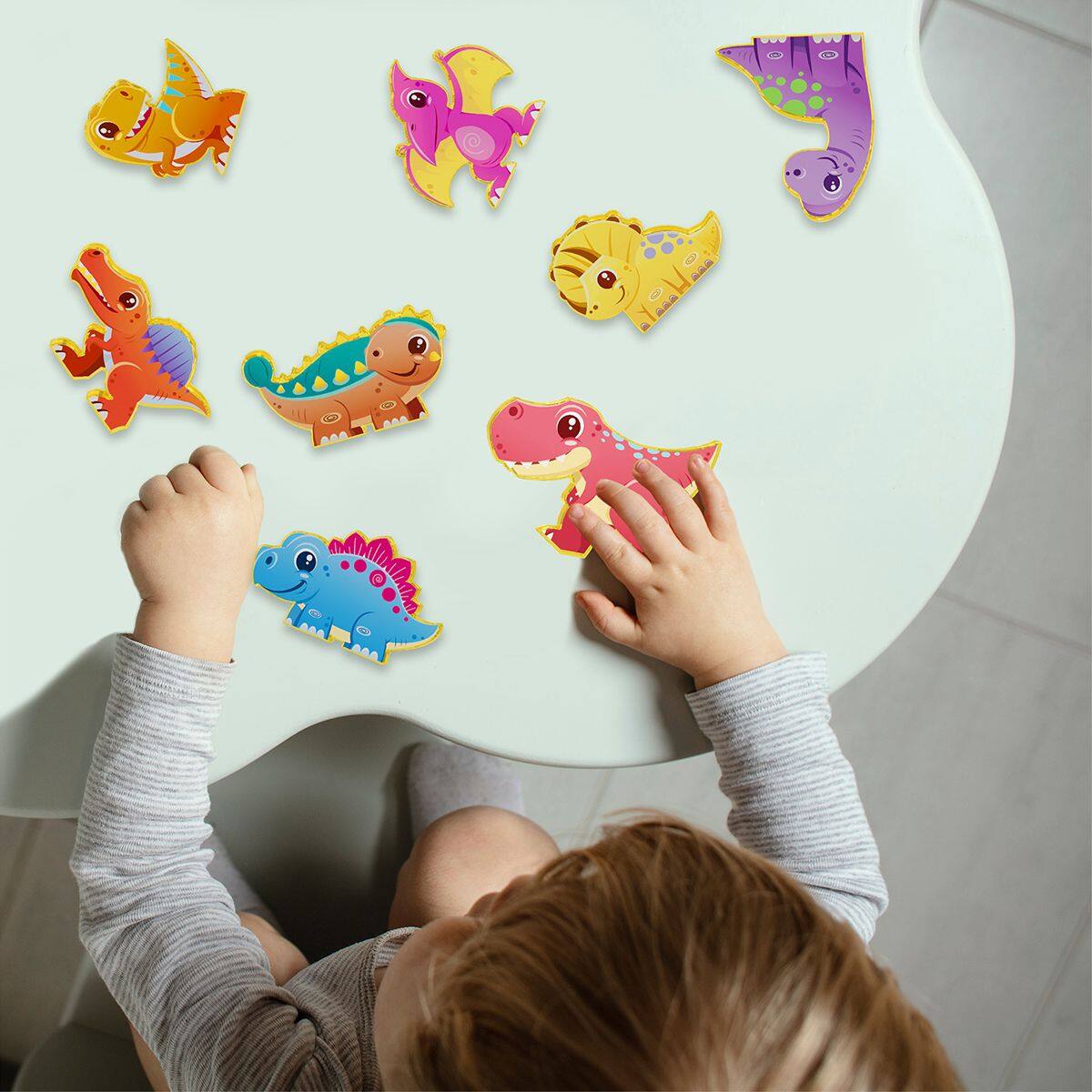 Alt View 7. PicassoTiles - PICASSO-TILES Magnetic Tiles for Kids, Dinosaur Animal Theme STEM Building Blocks Educational Toy, 8PCS - Multicolor.