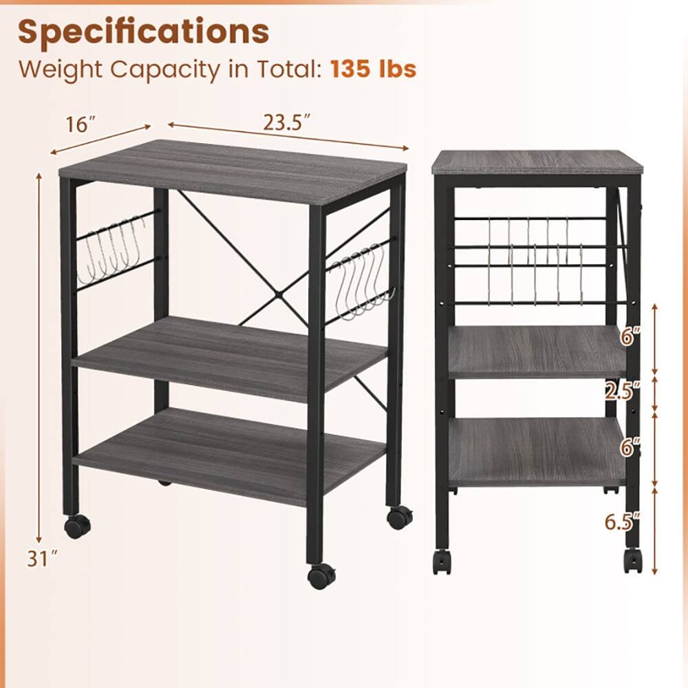 Specifications  
Weight Capacity in Total: 135 lbs  
16" x 23.5" x 31"  
6" x 2.5" x 6" x 6.5"