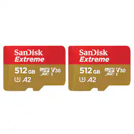 SANDISK - Extreme UHS-I U3 microSDXC Memory Card - 512GB, 2-Pack