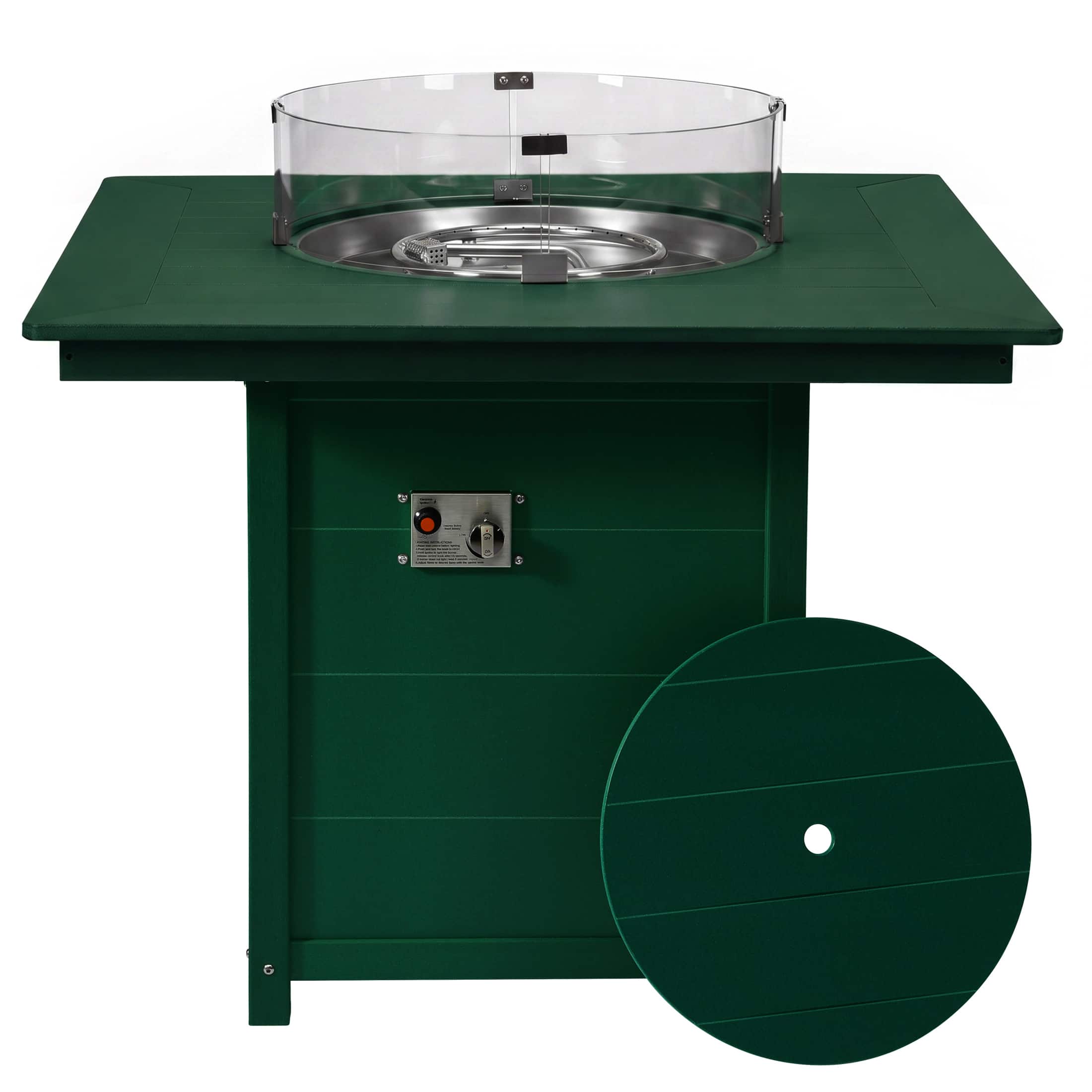 WestinTrends - Helios 42" Modern Outdoor Patio Gas Propane Square Fire Pit Table - Dark Green