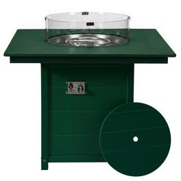 WestinTrends - Helios 42" Modern Outdoor Patio Gas Propane Square Fire Pit Table - Dark Green