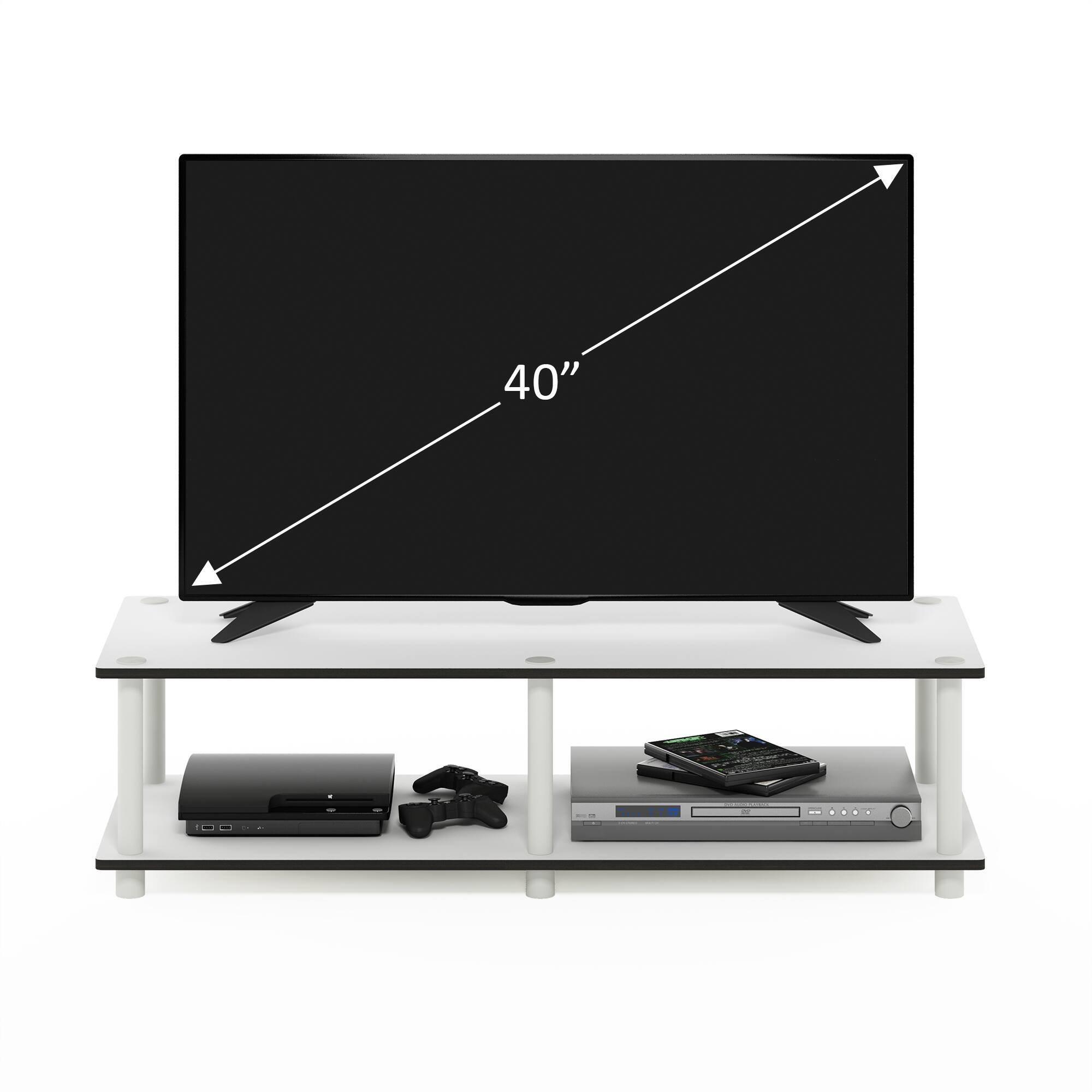 Alt View 4. Furinno - Just No Tools Wide TV Stand, Tube - White/White.