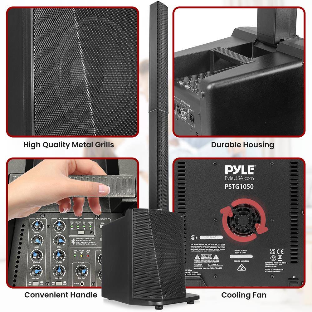 Pyle Line Array Column Speaker Professional and Compact Sound 並行輸入品 Line Array Speaker System, 1600W, 10\" Subwoofer, Bluetooth