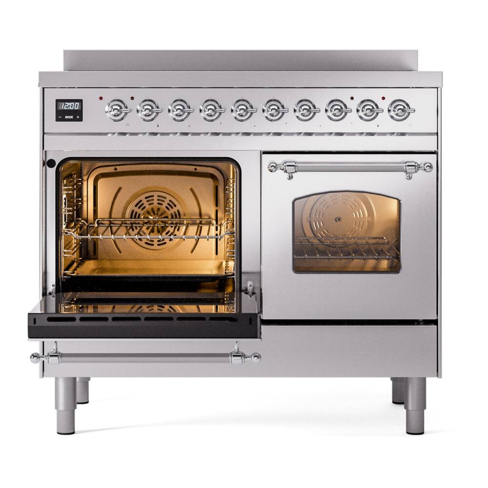 Alt View 4. iLive - ILVE Nostalgie II 40 inch Induction Range with 6 Elements (Triple Glass Door, Stainless Steel, Chrome) - Stainless Steel.