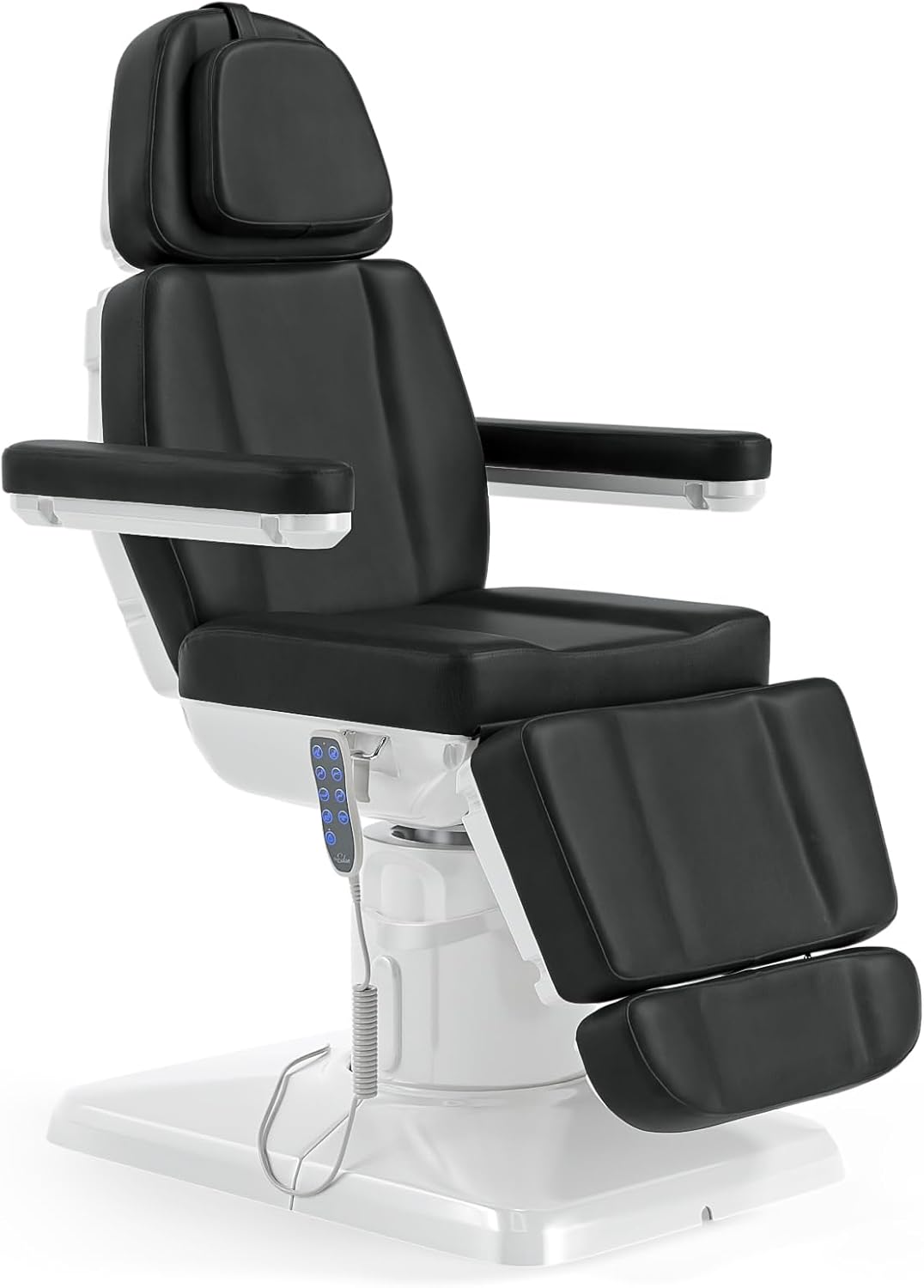 Front. Winado - Electric Massage Tattoo Chair with 3 Motors, Remote Control 120° Rotation Adjustable Height Backrest Footrest for Beauty - Black.