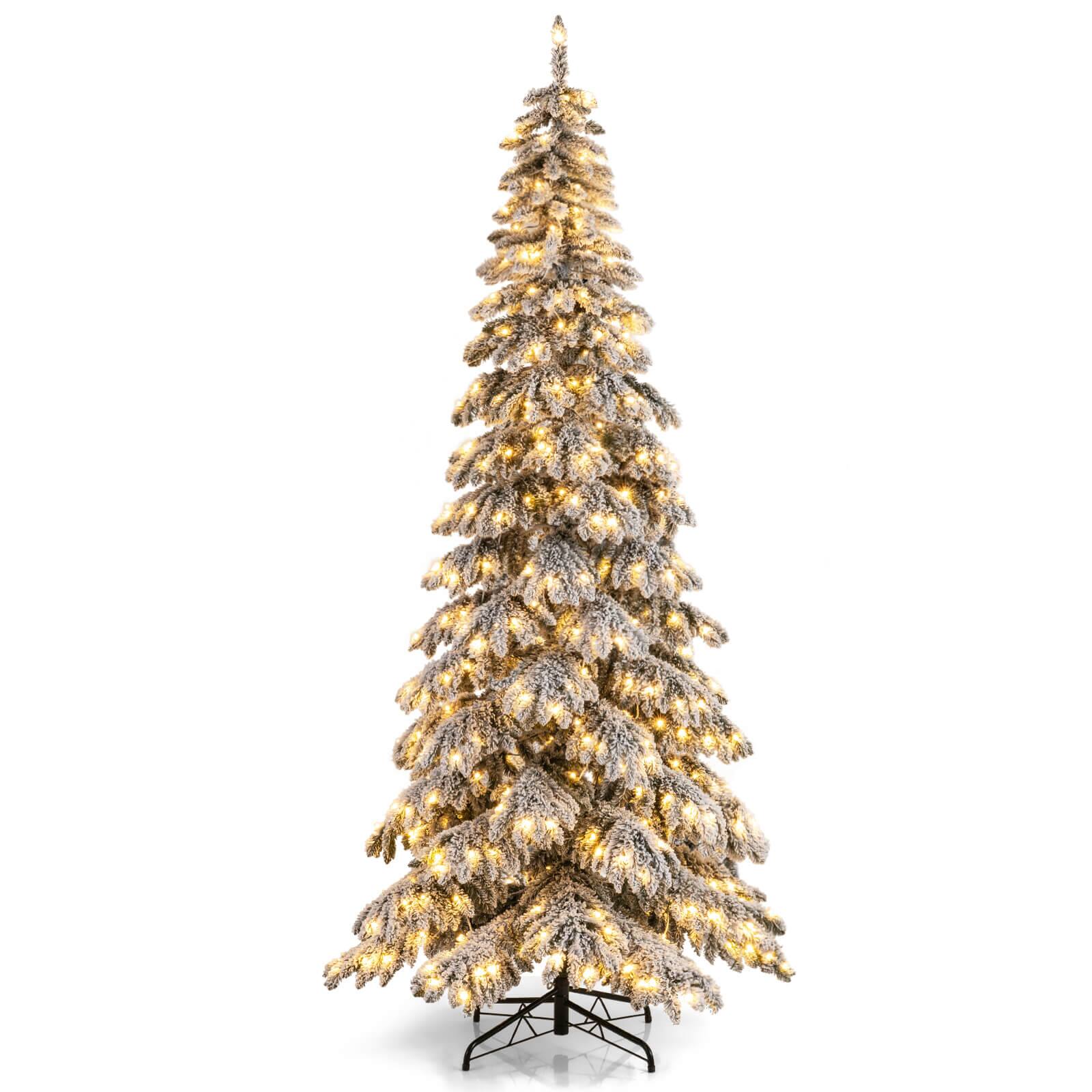 Costway - 9 FT Artificial Christmas Tree with Quick Power Connectors,1223 Flocked Branch Tips - White price history on PriceWatchPro