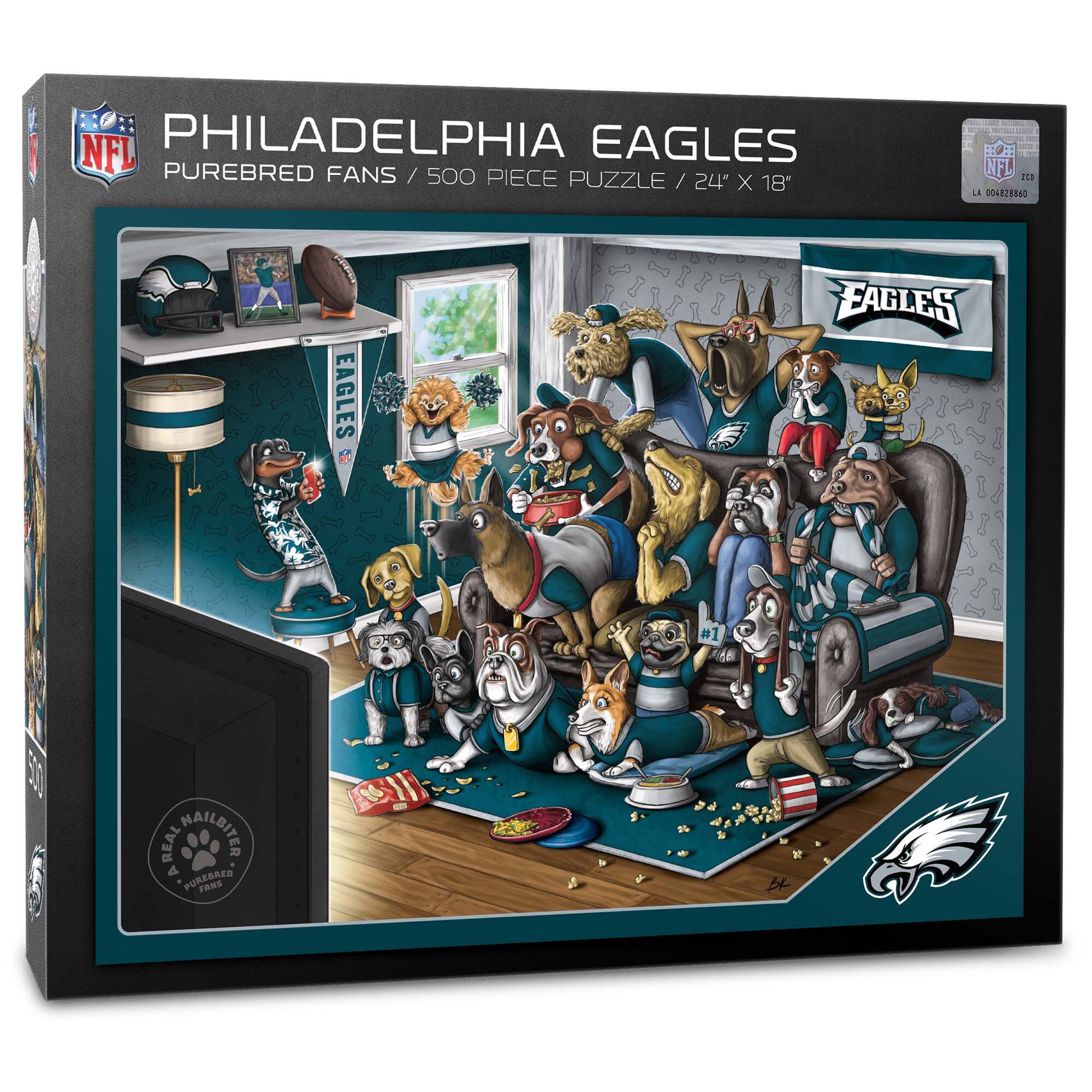 PHILADELPHIA EAGLES  
PUREBRED FANS / 500 PIECE PUZZLE / 24" X 18"  

NFL  
EAGLES  

REAL MAIL-ORDER  
PUREBRED FANS  
ONLY