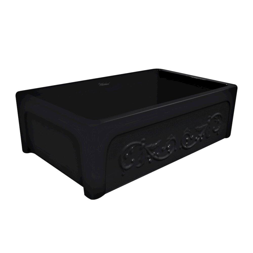 Left. Whitehaus - Glencove St. Ives 33" Front Apron Fireclay Sink - Black.