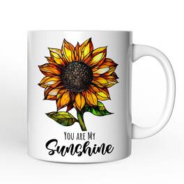 OrnamentallyYou - Sunflower Stained Glass Mug, Sunshine in Life Gift - White