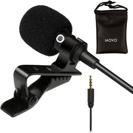 MOVO - PM10 Deluxe Lavalier Lapel Clip-on Omnidirectional Condenser Microphone for Smartphones