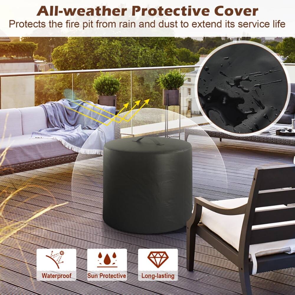 All-weather Protective Cover  
Protects the fire pit from rain and dust to extend its service life  

Waterproof  
Sun Protective  
Long-lasting