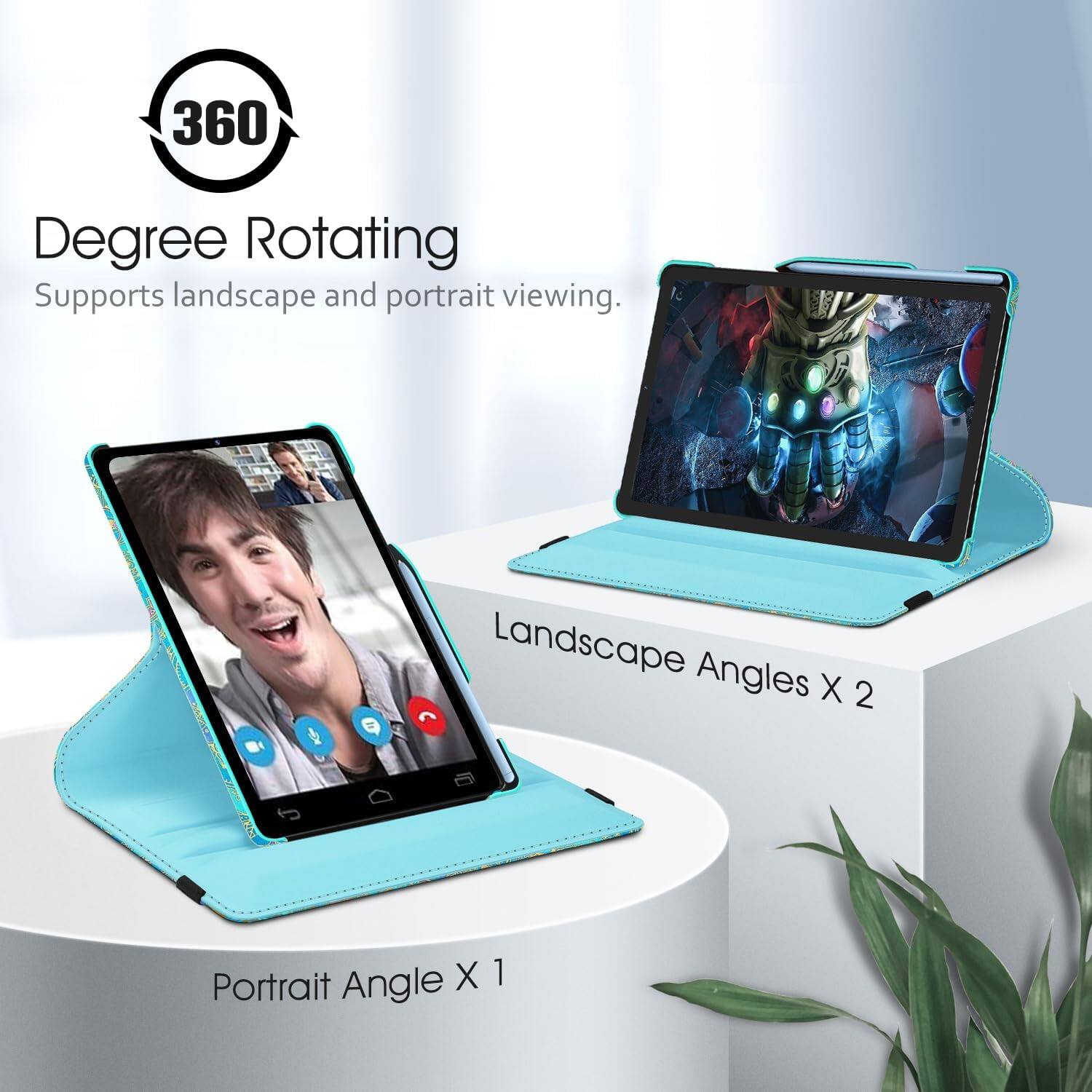 360 Degree Rotating Supports landscape and portrait viewing.

Landscape Angles X 2
Portrait Angle X 1