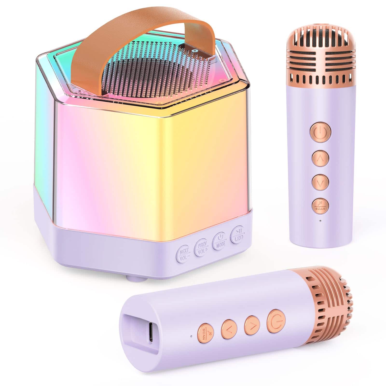 Pacoar Cade - Light Mini Karaoke Machine For - Portable With 2 Wireless Microphones And Party Lights Ages 3-12+ Birthday Gifts Family - purple