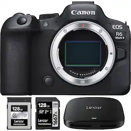 Canon - EOS R6 Mark II Camera Body + 128GB CFexpress Card + 128GB Card + Card Reader