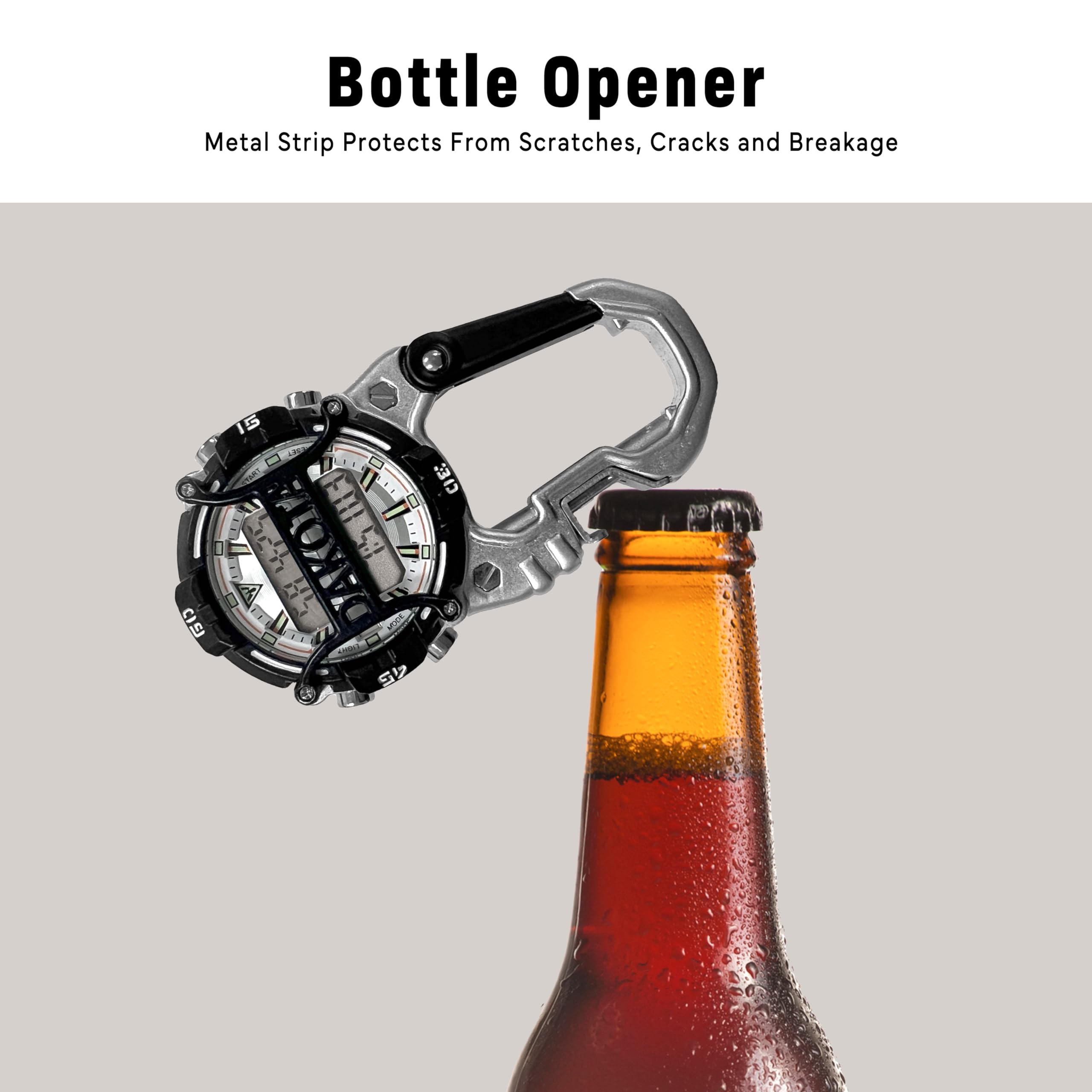 Bottle Opener  
Metal Strip Protects From Scratches, Cracks and Breakage