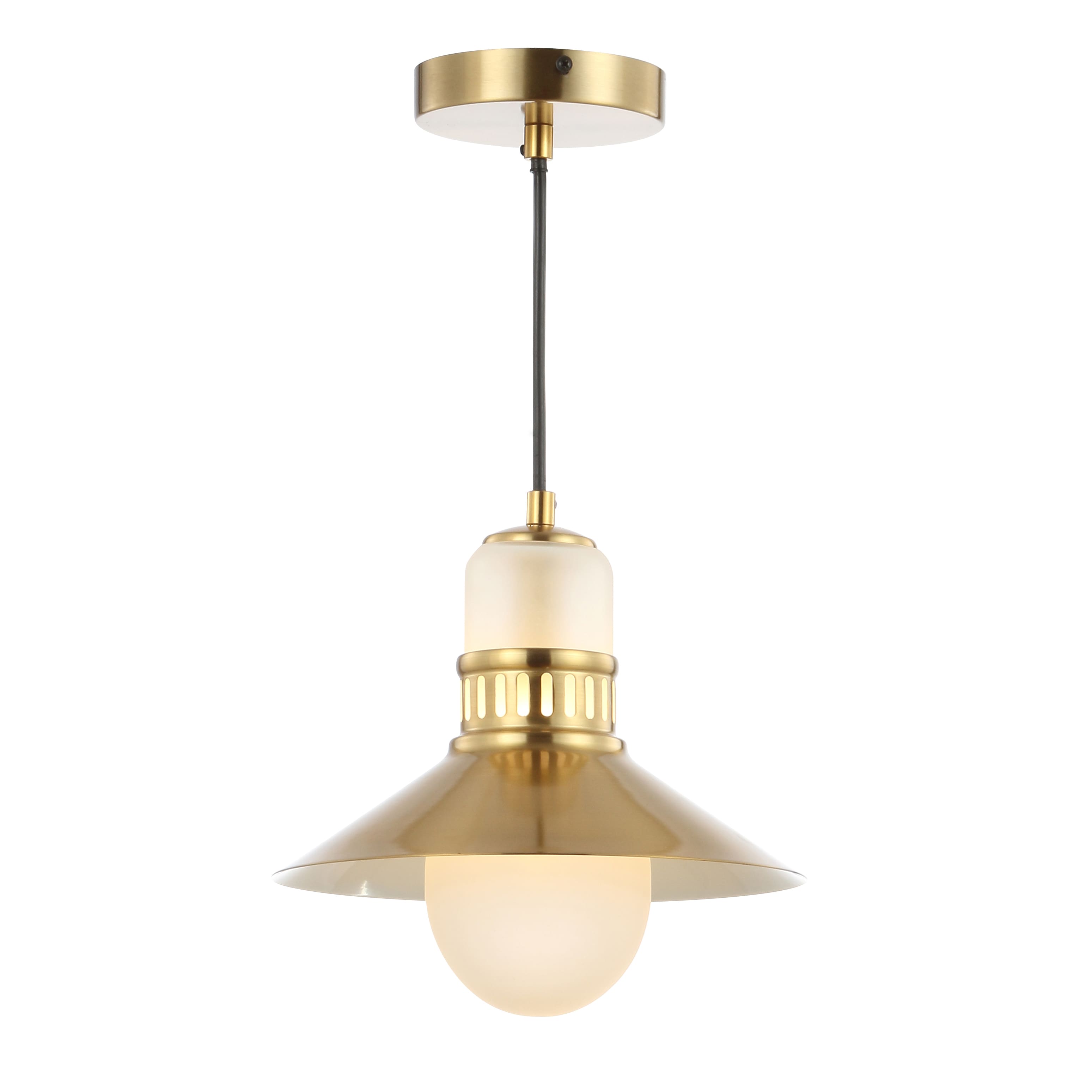 "Jonathan Y - Colin 9.75"" Adjustable Iron/Glass Retro Hurricane LED Pendant - Brass Gold" price history on PriceWatchPro