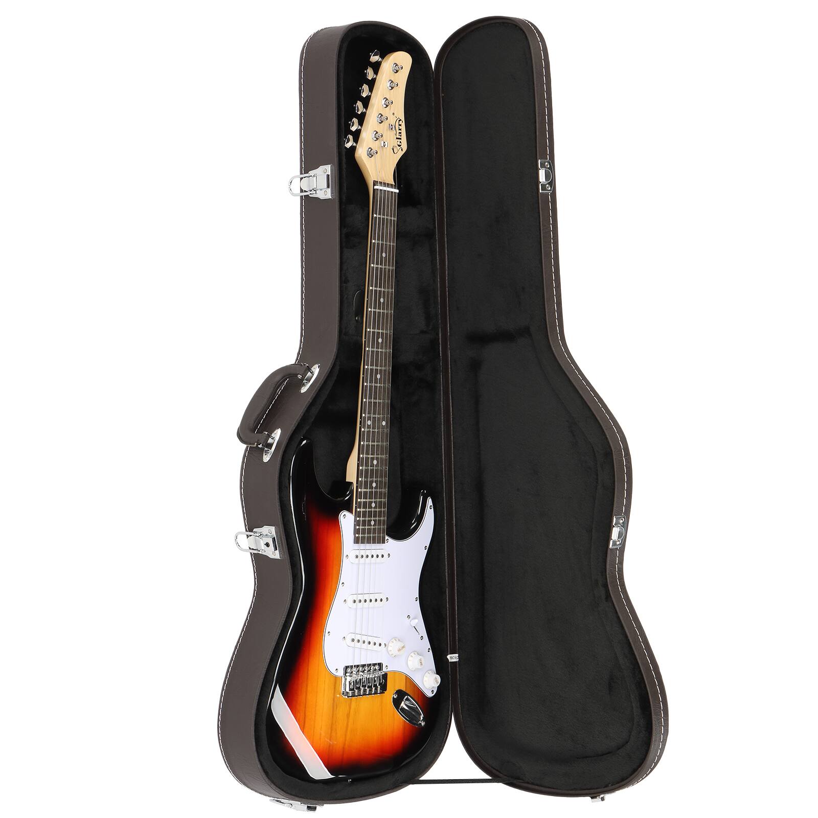Left. Winado - KST Electric Guitar Hard Case, Rectangle Wooden Standard 39-Inch Electric Guitars Hard-Shell Protective Carrying Case.