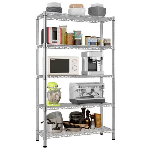 Front. Winado - 5 Tier Multicolor Metal Wire Shelving Unit Adjustable NSF Heavy Duty Metal Shelf Storage Rack for Home Kitchen Garage - Chrome.