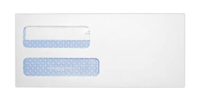 Front. Quality Park - Quality Park Redi-Seal Self Seal Security Tinted #9 Double Window Envelope, 3 7/8" x 8 7/8", White, 50/Pack (24529-50) - White Wove.